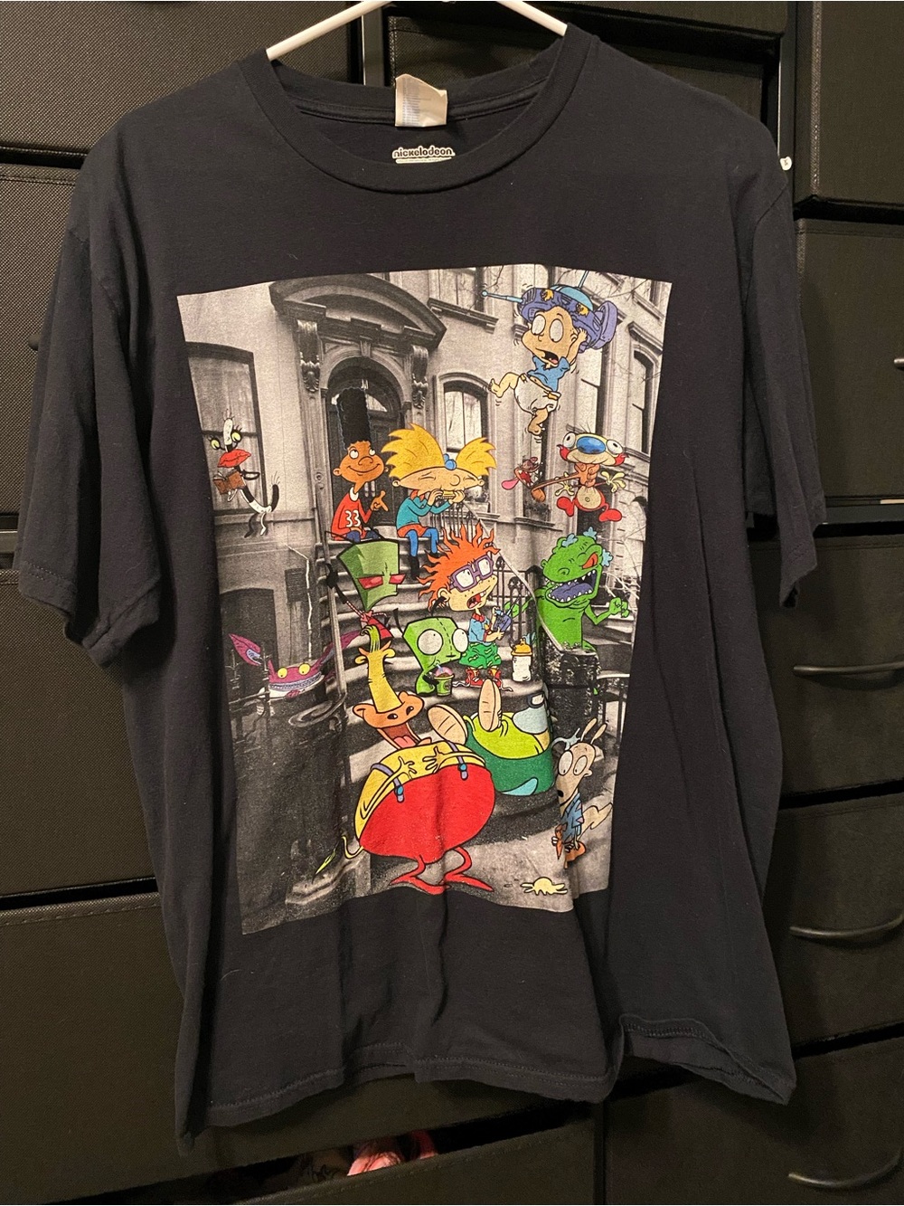 Nickelodeon Black Rugrats Graphic Tee with Colorful Characters